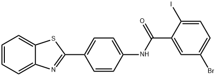 N-[4-(1,3-benzothiazol-2-yl)phenyl]-5-bromo-2-iodobenzamide 구조식 이미지