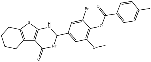 2-bromo-6-methoxy-4-(4-oxo-1,2,3,4,5,6,7,8-octahydro[1]benzothieno[2,3-d]pyrimidin-2-yl)phenyl 4-methylbenzoate Structure