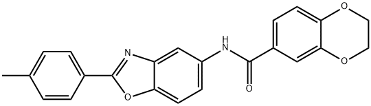 N-[2-(4-methylphenyl)-1,3-benzoxazol-5-yl]-2,3-dihydro-1,4-benzodioxine-6-carboxamide 구조식 이미지