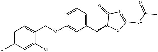 N-(5-{3-[(2,4-dichlorobenzyl)oxy]benzylidene}-4-oxo-1,3-thiazolidin-2-ylidene)acetamide Structure