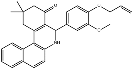 5-[4-(allyloxy)-3-methoxyphenyl]-2,2-dimethyl-2,3,5,6-tetrahydrobenzo[a]phenanthridin-4(1H)-one 구조식 이미지