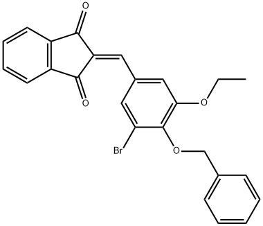 2-[4-(benzyloxy)-3-bromo-5-ethoxybenzylidene]-1H-indene-1,3(2H)-dione Structure