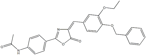 N-(4-{4-[4-(benzyloxy)-3-ethoxybenzylidene]-5-oxo-4,5-dihydro-1,3-oxazol-2-yl}phenyl)acetamide 구조식 이미지