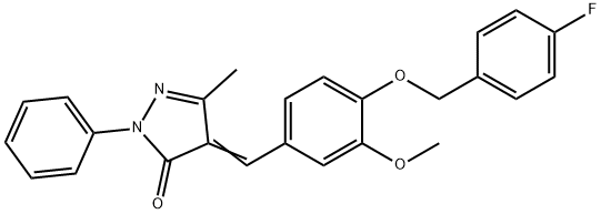 4-{4-[(4-fluorobenzyl)oxy]-3-methoxybenzylidene}-5-methyl-2-phenyl-2,4-dihydro-3H-pyrazol-3-one 구조식 이미지