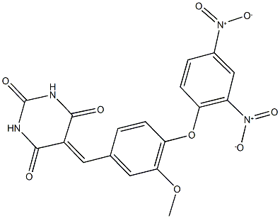 5-(4-{2,4-bisnitrophenoxy}-3-methoxybenzylidene)-2,4,6(1H,3H,5H)-pyrimidinetrione 구조식 이미지