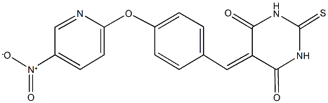 5-[4-({5-nitro-2-pyridinyl}oxy)benzylidene]-2-thioxodihydro-4,6(1H,5H)-pyrimidinedione 구조식 이미지