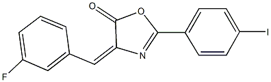 4-(3-fluorobenzylidene)-2-(4-iodophenyl)-1,3-oxazol-5(4H)-one 구조식 이미지