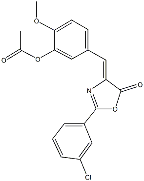 5-[(2-(3-chlorophenyl)-5-oxo-1,3-oxazol-4(5H)-ylidene)methyl]-2-methoxyphenyl acetate Structure