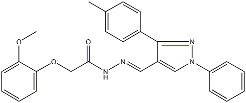 2-(2-methoxyphenoxy)-N'-{[3-(4-methylphenyl)-1-phenyl-1H-pyrazol-4-yl]methylene}acetohydrazide 구조식 이미지