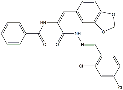 N-(2-(1,3-benzodioxol-5-yl)-1-{[2-(2,4-dichlorobenzylidene)hydrazino]carbonyl}vinyl)benzamide Structure