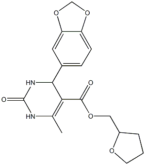 tetrahydro-2-furanylmethyl 4-(1,3-benzodioxol-5-yl)-6-methyl-2-oxo-1,2,3,4-tetrahydro-5-pyrimidinecarboxylate 구조식 이미지