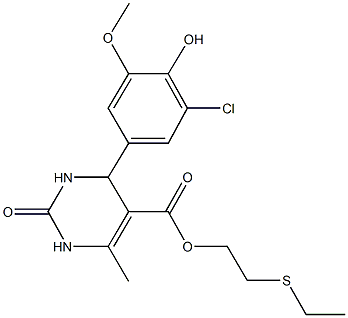 2-(ethylsulfanyl)ethyl 4-(3-chloro-4-hydroxy-5-methoxyphenyl)-6-methyl-2-oxo-1,2,3,4-tetrahydro-5-pyrimidinecarboxylate Structure