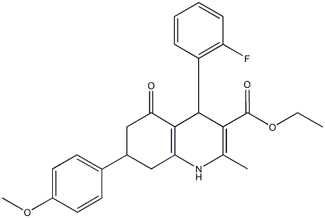 ethyl 4-(2-fluorophenyl)-7-(4-methoxyphenyl)-2-methyl-5-oxo-1,4,5,6,7,8-hexahydro-3-quinolinecarboxylate Structure