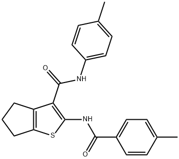 2-[(4-methylbenzoyl)amino]-N-(4-methylphenyl)-5,6-dihydro-4H-cyclopenta[b]thiophene-3-carboxamide 구조식 이미지