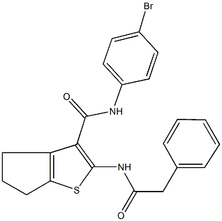 N-(4-bromophenyl)-2-[(phenylacetyl)amino]-5,6-dihydro-4H-cyclopenta[b]thiophene-3-carboxamide 구조식 이미지