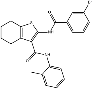 2-[(3-bromobenzoyl)amino]-N-(2-methylphenyl)-4,5,6,7-tetrahydro-1-benzothiophene-3-carboxamide 구조식 이미지