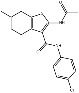 2-(acetylamino)-N-(4-chlorophenyl)-6-methyl-4,5,6,7-tetrahydro-1-benzothiophene-3-carboxamide 구조식 이미지