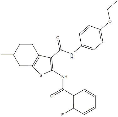 N-(4-ethoxyphenyl)-2-[(2-fluorobenzoyl)amino]-6-methyl-4,5,6,7-tetrahydro-1-benzothiophene-3-carboxamide Structure