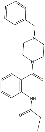 N-{2-[(4-benzyl-1-piperazinyl)carbonyl]phenyl}propanamide 구조식 이미지