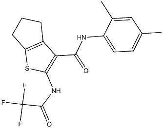 N-(2,4-dimethylphenyl)-2-[(trifluoroacetyl)amino]-5,6-dihydro-4H-cyclopenta[b]thiophene-3-carboxamide 구조식 이미지