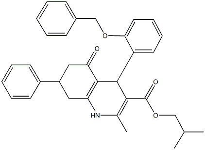 isobutyl 4-[2-(benzyloxy)phenyl]-2-methyl-5-oxo-7-phenyl-1,4,5,6,7,8-hexahydro-3-quinolinecarboxylate Structure