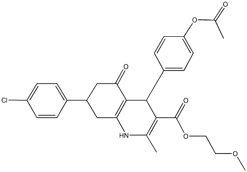 2-methoxyethyl 4-[4-(acetyloxy)phenyl]-7-(4-chlorophenyl)-2-methyl-5-oxo-1,4,5,6,7,8-hexahydro-3-quinolinecarboxylate 구조식 이미지