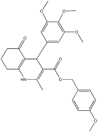 4-methoxybenzyl 2-methyl-5-oxo-4-(3,4,5-trimethoxyphenyl)-1,4,5,6,7,8-hexahydro-3-quinolinecarboxylate 구조식 이미지