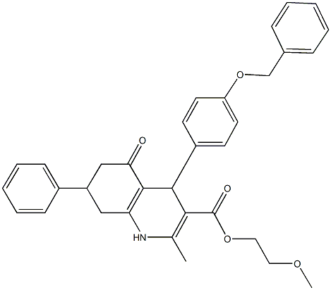 2-methoxyethyl 4-[4-(benzyloxy)phenyl]-2-methyl-5-oxo-7-phenyl-1,4,5,6,7,8-hexahydro-3-quinolinecarboxylate 구조식 이미지