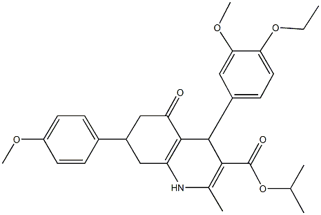 isopropyl 4-(4-ethoxy-3-methoxyphenyl)-7-(4-methoxyphenyl)-2-methyl-5-oxo-1,4,5,6,7,8-hexahydro-3-quinolinecarboxylate 구조식 이미지