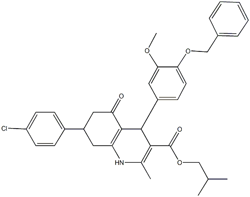 isobutyl 4-[4-(benzyloxy)-3-methoxyphenyl]-7-(4-chlorophenyl)-2-methyl-5-oxo-1,4,5,6,7,8-hexahydro-3-quinolinecarboxylate 구조식 이미지