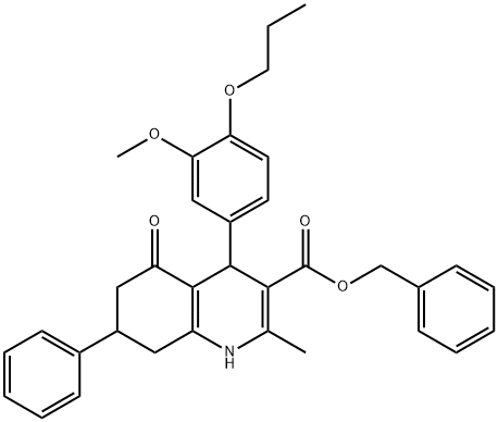 benzyl 4-(3-methoxy-4-propoxyphenyl)-2-methyl-5-oxo-7-phenyl-1,4,5,6,7,8-hexahydro-3-quinolinecarboxylate Structure