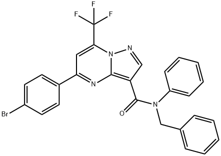 N-benzyl-5-(4-bromophenyl)-N-phenyl-7-(trifluoromethyl)pyrazolo[1,5-a]pyrimidine-3-carboxamide 구조식 이미지