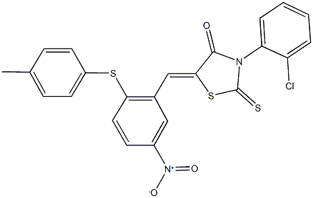 3-(2-chlorophenyl)-5-{5-nitro-2-[(4-methylphenyl)sulfanyl]benzylidene}-2-thioxo-1,3-thiazolidin-4-one Structure