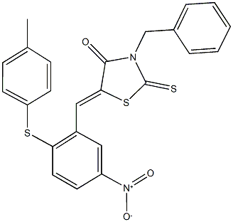 3-benzyl-5-{5-nitro-2-[(4-methylphenyl)sulfanyl]benzylidene}-2-thioxo-1,3-thiazolidin-4-one Structure