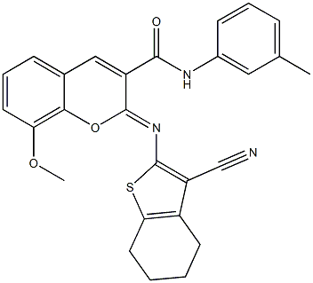 2-[(3-cyano-4,5,6,7-tetrahydro-1-benzothien-2-yl)imino]-8-methoxy-N-(3-methylphenyl)-2H-chromene-3-carboxamide Structure