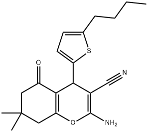 2-amino-4-(5-butyl-2-thienyl)-7,7-dimethyl-5-oxo-5,6,7,8-tetrahydro-4H-chromene-3-carbonitrile Structure
