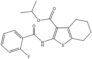 isopropyl 2-[(2-fluorobenzoyl)amino]-4,5,6,7-tetrahydro-1-benzothiophene-3-carboxylate 구조식 이미지