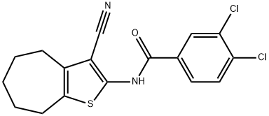 3,4-dichloro-N-(3-cyano-5,6,7,8-tetrahydro-4H-cyclohepta[b]thien-2-yl)benzamide 구조식 이미지