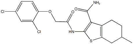 2-{[(2,4-dichlorophenoxy)acetyl]amino}-6-methyl-4,5,6,7-tetrahydro-1-benzothiophene-3-carboxamide Structure