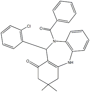 10-benzoyl-11-(2-chlorophenyl)-3,3-dimethyl-2,3,4,5,10,11-hexahydro-1H-dibenzo[b,e][1,4]diazepin-1-one Structure