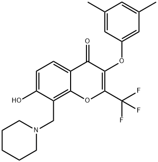 3-(3,5-dimethylphenoxy)-7-hydroxy-8-(1-piperidinylmethyl)-2-(trifluoromethyl)-4H-chromen-4-one 구조식 이미지