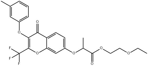 2-ethoxyethyl 2-{[3-(3-methylphenoxy)-4-oxo-2-(trifluoromethyl)-4H-chromen-7-yl]oxy}propanoate Structure