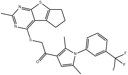 1-{2,5-dimethyl-1-[3-(trifluoromethyl)phenyl]-1H-pyrrol-3-yl}-2-[(2-methyl-6,7-dihydro-5H-cyclopenta[4,5]thieno[2,3-d]pyrimidin-4-yl)sulfanyl]ethanone Structure