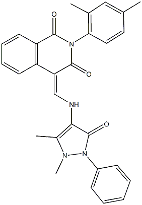 4-{[(1,5-dimethyl-3-oxo-2-phenyl-2,3-dihydro-1H-pyrazol-4-yl)amino]methylene}-2-(2,4-dimethylphenyl)-1,3(2H,4H)-isoquinolinedione Structure