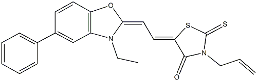 3-allyl-5-[2-(3-ethyl-5-phenyl-1,3-benzoxazol-2(3H)-ylidene)ethylidene]-2-thioxo-1,3-thiazolidin-4-one Structure