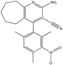 2-amino-4-{3-nitro-2,4,6-trimethylphenyl}-6,7,8,9-tetrahydro-5H-cyclohepta[b]pyridine-3-carbonitrile Structure