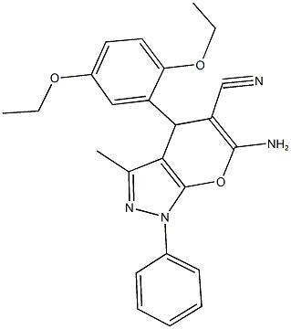 6-amino-4-(2,5-diethoxyphenyl)-3-methyl-1-phenyl-1,4-dihydropyrano[2,3-c]pyrazole-5-carbonitrile 구조식 이미지