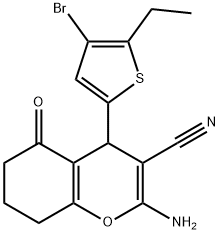 2-amino-4-(4-bromo-5-ethyl-2-thienyl)-5-oxo-5,6,7,8-tetrahydro-4H-chromene-3-carbonitrile Structure