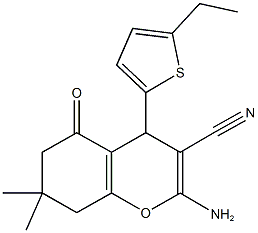 2-amino-4-(5-ethylthien-2-yl)-7,7-dimethyl-5-oxo-5,6,7,8-tetrahydro-4H-chromene-3-carbonitrile Structure
