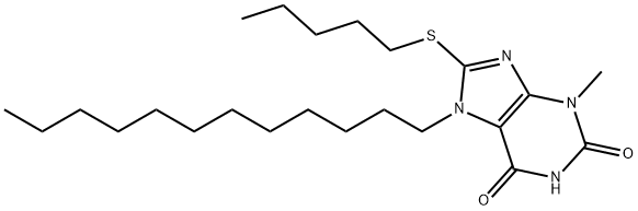 7-dodecyl-3-methyl-8-(pentylsulfanyl)-3,7-dihydro-1H-purine-2,6-dione Structure